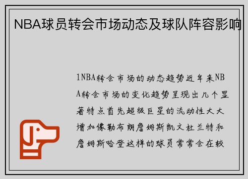 NBA球员转会市场动态及球队阵容影响