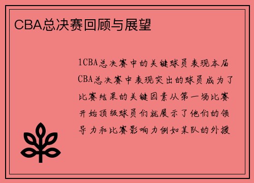 CBA总决赛回顾与展望